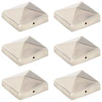 Paalkappen 6 st piramide 81x81 mm roestvrij staal - thumbnail