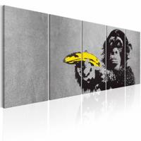 Schilderij - Aap en Banaan - Banksy , 5 luik - thumbnail