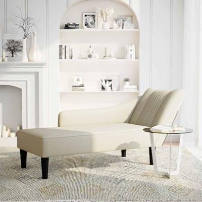 Chaise longue met rechterarmleuning fluweel crmekleurig Chaise longue met rechterarmleuning fluweel crmekleurig