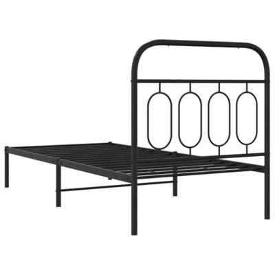 Bedframe met hoofdbord metaal zwart 90x200 cm Bedframe met hoofdbord metaal zwart 90x200 cm