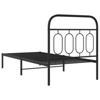 Bedframe met hoofdbord metaal zwart 90x200 cm - thumbnail