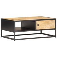 Salontafel met bewerkte deur 90x55x36 cm ruw mangohout - thumbnail