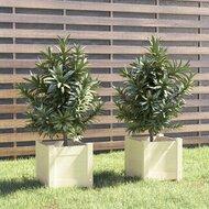 VidaXL Plantenbakken 2 st 31x31x31 cm massief grenenhout wit
