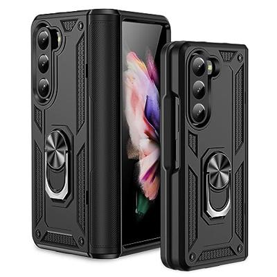 Lunso - Samsung Galaxy Z Fold5 - Armor backcover hoes met ringhouder - Zwart