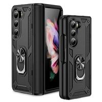 Lunso - Samsung Galaxy Z Fold5 - Armor backcover hoes met ringhouder - Zwart - thumbnail