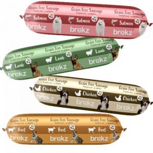 Brekz graanvrije worst zalm en kip voor de hond (600 g) 3 + 1 Gratis