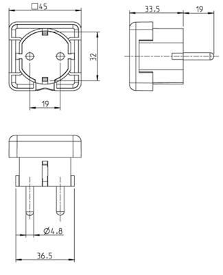 BACHMANN Geaarde stekker, bruine platte uitvoering, monteerbaar