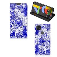 Mobiel BookCase Google Pixel 4a Angel Skull Blauw - thumbnail
