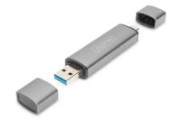 Digitus DA-70886 Externe geheugenkaartlezer / hub USB-A 3.0, USB-A, USB-C Grijs - thumbnail