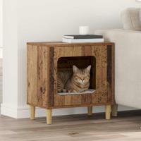 Kattenhuis Oudhout 51 x 30 x 52 cm Bewerkt hout - thumbnail