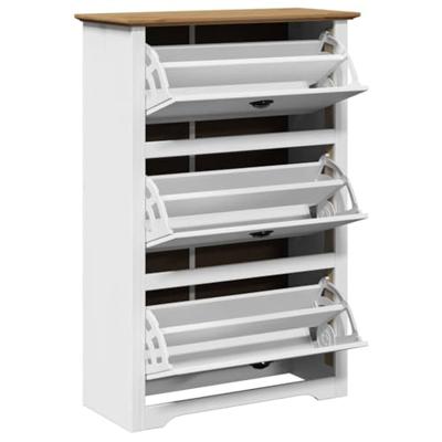 VidaXL Schoenenrek bodo 80x35x118 cm wit en bruin