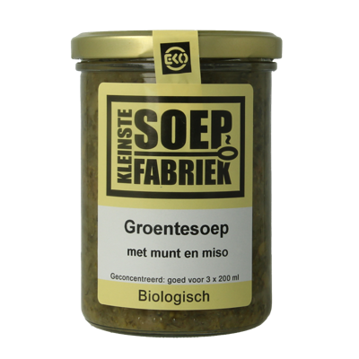 Kleinstesoepfabriek Groentesoep met munt en miso bio 400 Milliliter Kleinstesoepfabriek Groentesoep met munt en miso bio 400 Milliliter