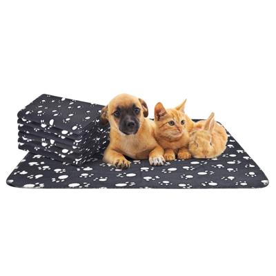Nobleza Huisdierdeken - Fleece - Zwart met pootafdruk - Maat S - 75x75 cm