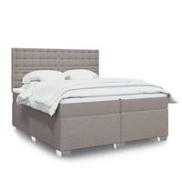 Boxspring met matras stof taupe 200x200 cm - thumbnail