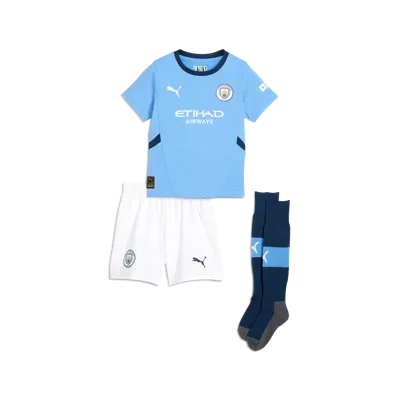 Manchester City Thuis Minikit 2024/2025 - Maat 92 - Kleur: WitBlauw | Soccerfanshop