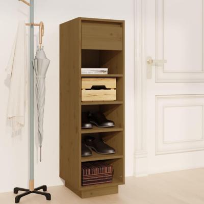 VidaXL Schoenenkast 30x34x105 cm massief grenenhout honingbruin VidaXL Schoenenkast 30x34x105 cm massief grenenhout honingbruin