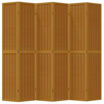 Kamerscherm met 6 panelen massief paulowniahout bruin Kamerscherm met 6 panelen massief paulowniahout bruin