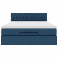 Ottoman bed met matras en LED's 140x200cm stof blauw - thumbnail