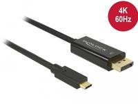 Delock USB-C / DisplayPort Adapterkabel USB-C stekker, DisplayPort-stekker 1.00 m Zwart 85255 Vergulde steekcontacten USB-C-displaykabel - thumbnail