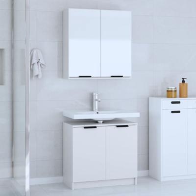 2-delige Badkamerkastenset bewerkt hout wit - thumbnail