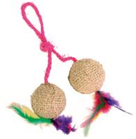 TRIXIE 2 BALLEN AAN KOORD PLUCHE MET CATNIP 4,5 CM 4 ST - thumbnail