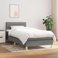 Boxspring met matras stof donkergrijs 90x200 cm - thumbnail