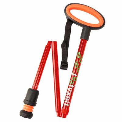 Wandelstok met ovalen handvat - opvouwbaar | Hoogte handvat: 83,7 - 93,7 cm | Flexifoot | Schokabsorberend | Rood | PR30046-RD
