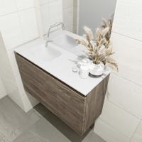 MONDIAZ OLAN 80cm toiletmeubel dark brown. LEX wastafel talc links geen kraangat - thumbnail
