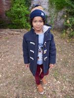 Dufflejas voor jongens van wollen stof met sherpavoering gemêleerd grijs - thumbnail