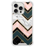 iPhone 15 Pro Max shockproof hoesje - Marmer triangles - thumbnail
