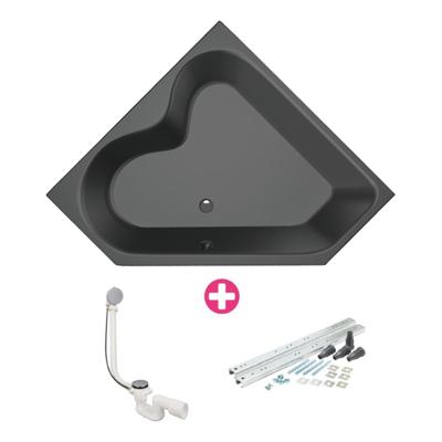 Xenz Cyprus Hoekbad - 145x145x53 - afvoer Midden - acryl - ebony 6864-29 Xenz Cyprus Hoekbad - 145x145x53 - afvoer Midden - acryl - ebony 6864-29