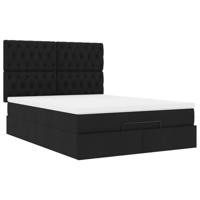Ottoman bed met matras 140x200cm stof zwart - thumbnail