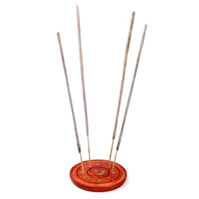 Mango Hout Ronde Wierookhouder Maan & Sterren Inleg