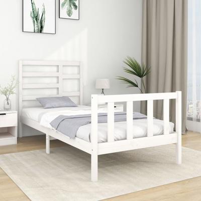 Bedframe massief hout wit 90x190 cm