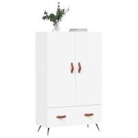 Hoge kast 69,5x31x115 cm bewerkt hout wit - thumbnail