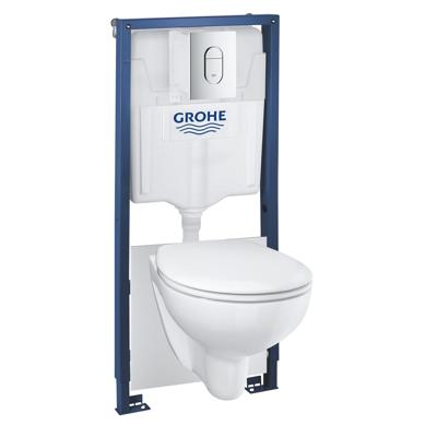 Grohe Solido Compact toiletset met softclose zitting, chromen drukplaat en Rapid SL inbouwreservoir