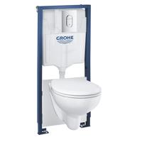 Grohe Solido Compact toiletset met softclose zitting, chromen drukplaat en Rapid SL inbouwreservoir - thumbnail