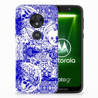 Silicone Back Case Motorola Moto G7 Play Angel Skull Blauw