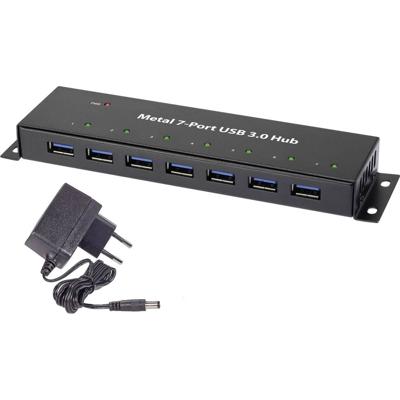 Renkforce RF-3955359 USB 3.2 Gen 1-hub 7 poorten Voor wandmontage, Met metalen behuizing Zwart Renkforce RF-3955359 USB 3.2 Gen 1-hub 7 poorten Voor wandmontage, Met metalen behuizing Zwart