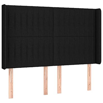 Hoofdbord LED 147x16x118/128 cm stof zwart