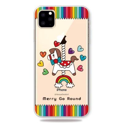 Mode zachte TPU Case 3D Cartoon transparante zachte siliconen cover telefoon gevallen voor IPhone XI 2019 (Merry-go-round)