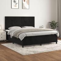 Boxspring met matras fluweel zwart 160x200 cm - thumbnail