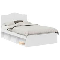 Bedframe met hoofdeinde Wit 135 x 190 cm Massief grenenhout - thumbnail