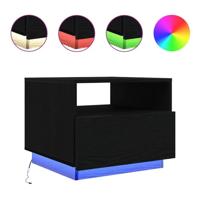 Salontafel met LED-verlichting 50x49x40 cm zwart eiken - thumbnail