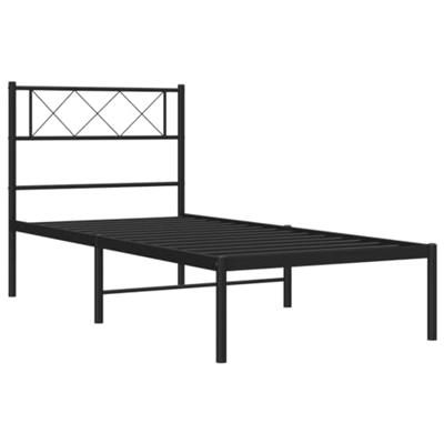 Bedframe met hoofdbord metaal zwart 90x190 cm Bedframe met hoofdbord metaal zwart 90x190 cm