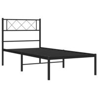 Bedframe met hoofdbord metaal zwart 90x190 cm - thumbnail