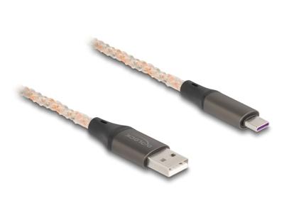 Delock USB-kabel USB 2.0 USB-A stekker, USB-C stekker 1.00 m Transparant 88164