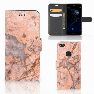 Huawei P10 Lite | Bookcase | Marmer Oranje | Portemonnee hoesje