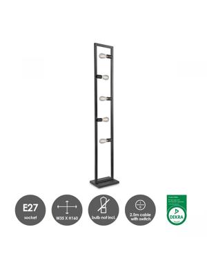 Light depot - vloerlamp Preto 6L - zwart - Outlet