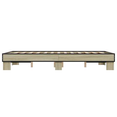 Bedframe bewerkt hout metaal sonoma eikenkleurig 150x200 cm